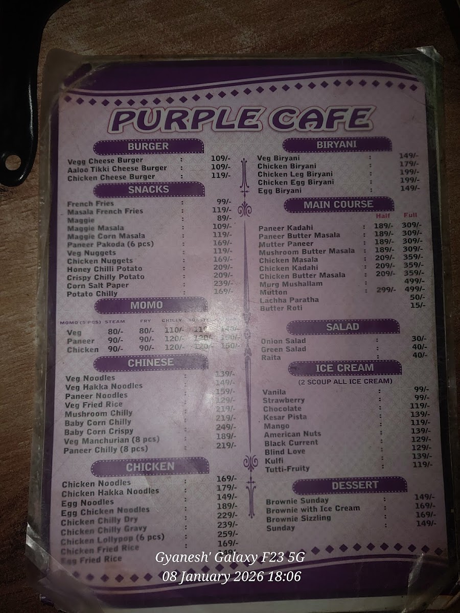 Menu - Purple Cafe photo 4