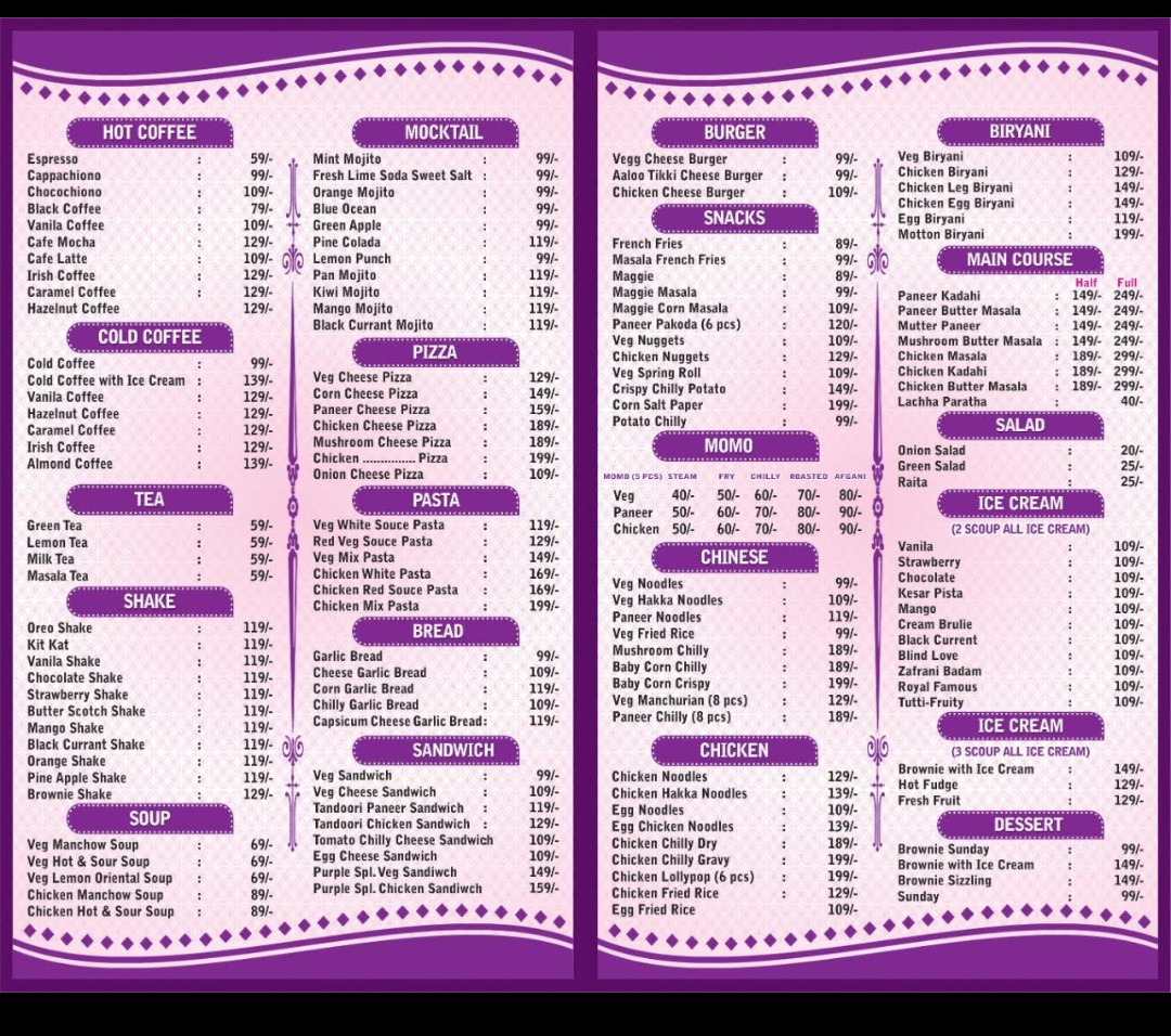 Menu - Purple Cafe photo 9